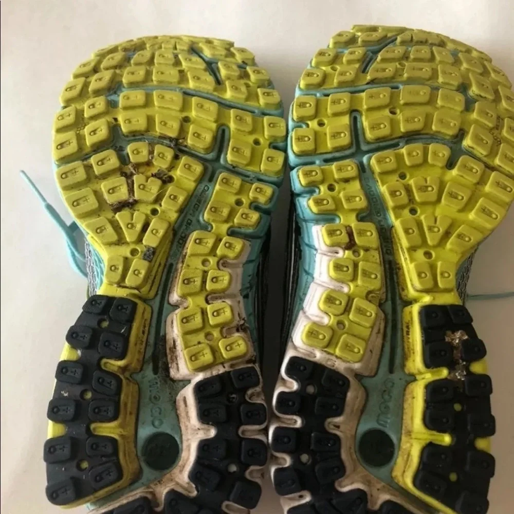 BROOKS GHOST Running Sneakers Shoes Size 8.0 Gray Turquoise Lime EUC